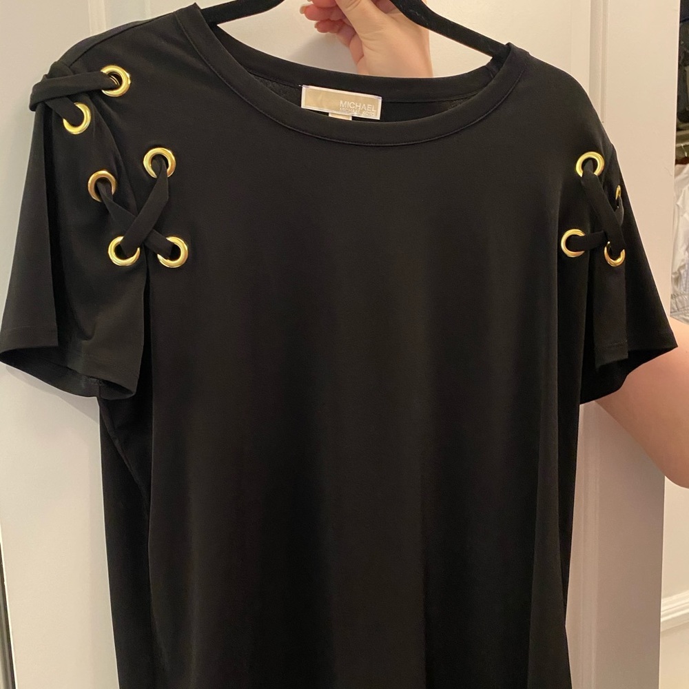 Michael Kors black short sleeve blouse